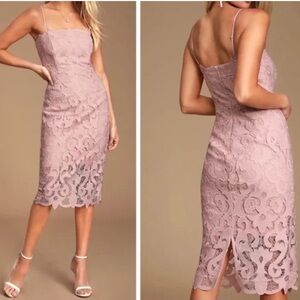 NWT Bardot Pink Rose Lina Lace Midi Dress